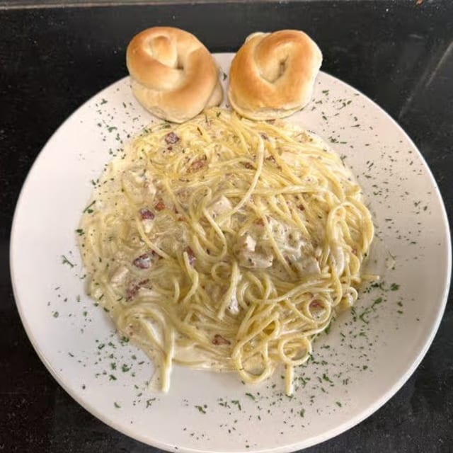 Pasta with Carbonara Sauce.